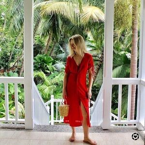 NWOT Topshop Red Polka Dot Midi Dress